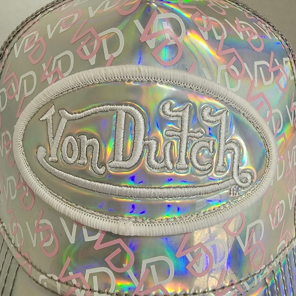 NWT Von Dutch Holographic Trucker Hat VD Logo Y2K Iridescent - Picture 6 of 12
